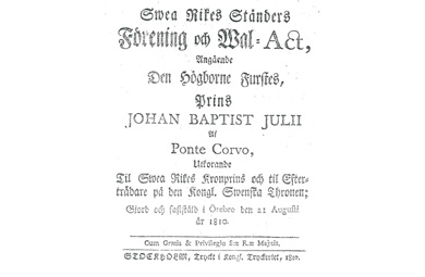 Titelsida - Valakten 1810 - den tryckta versionen