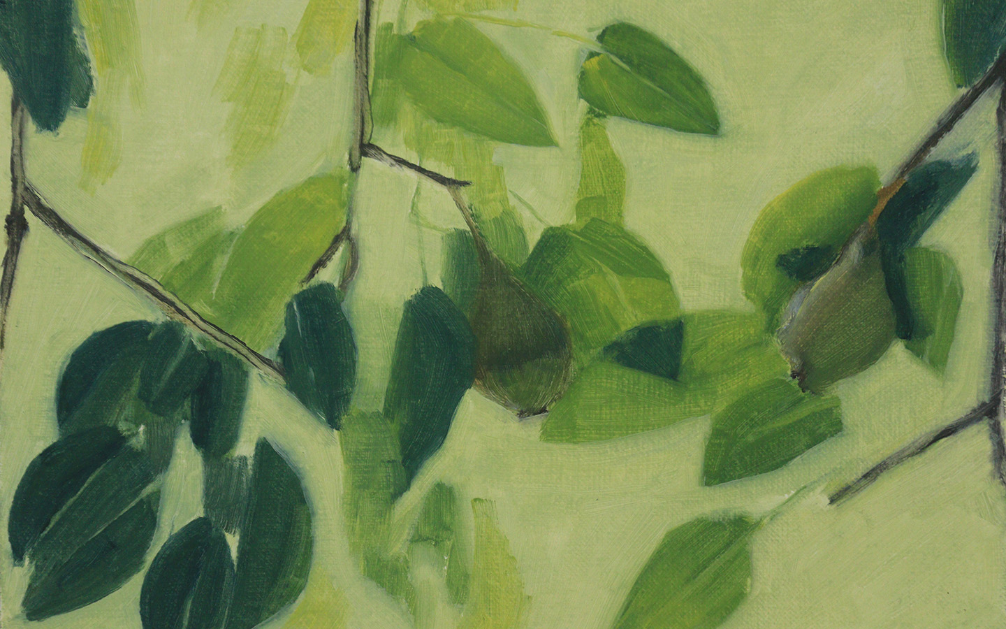 Målning av ett päronträd.