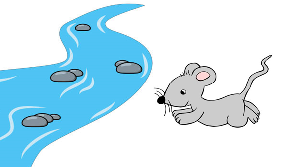 tecknad mus vid vatten